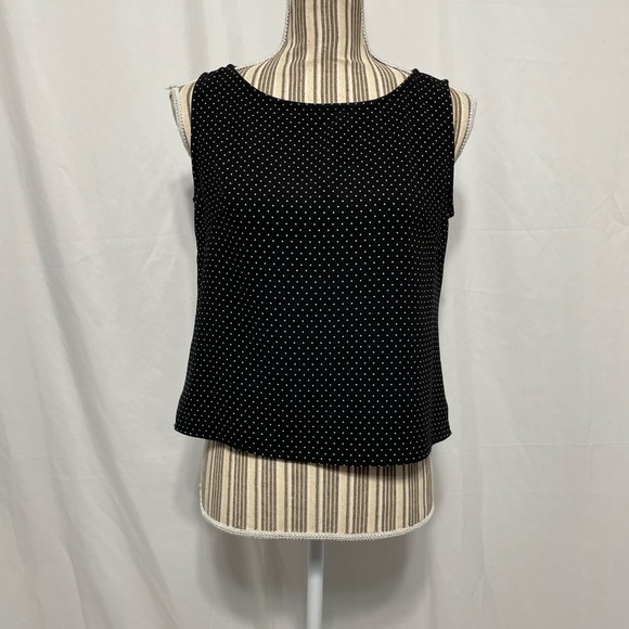 black sleeveless white polka dots blouse small - Picture 2 of 6
